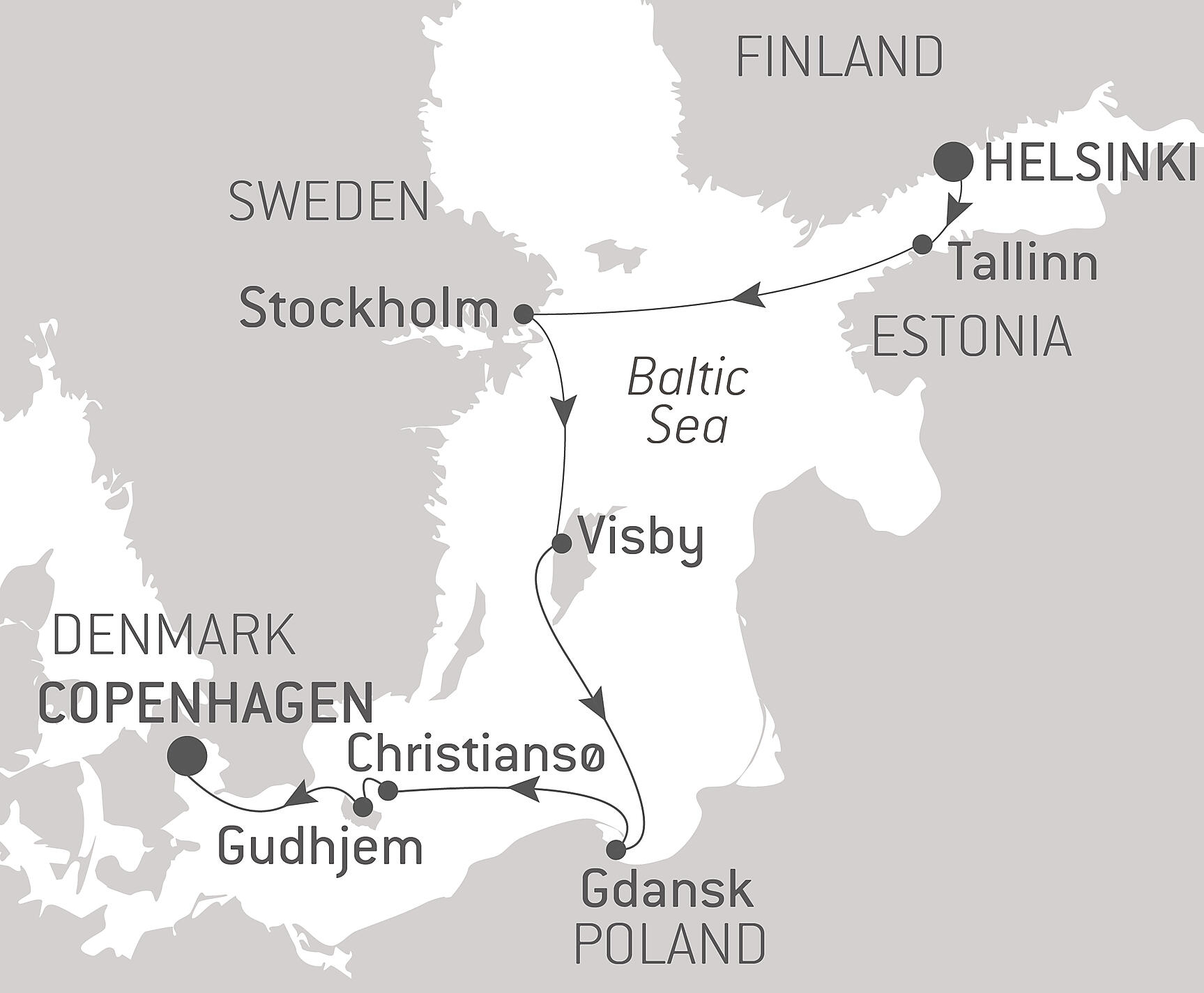 Iconic Capitals & Towns of the Baltic Itinerary Map