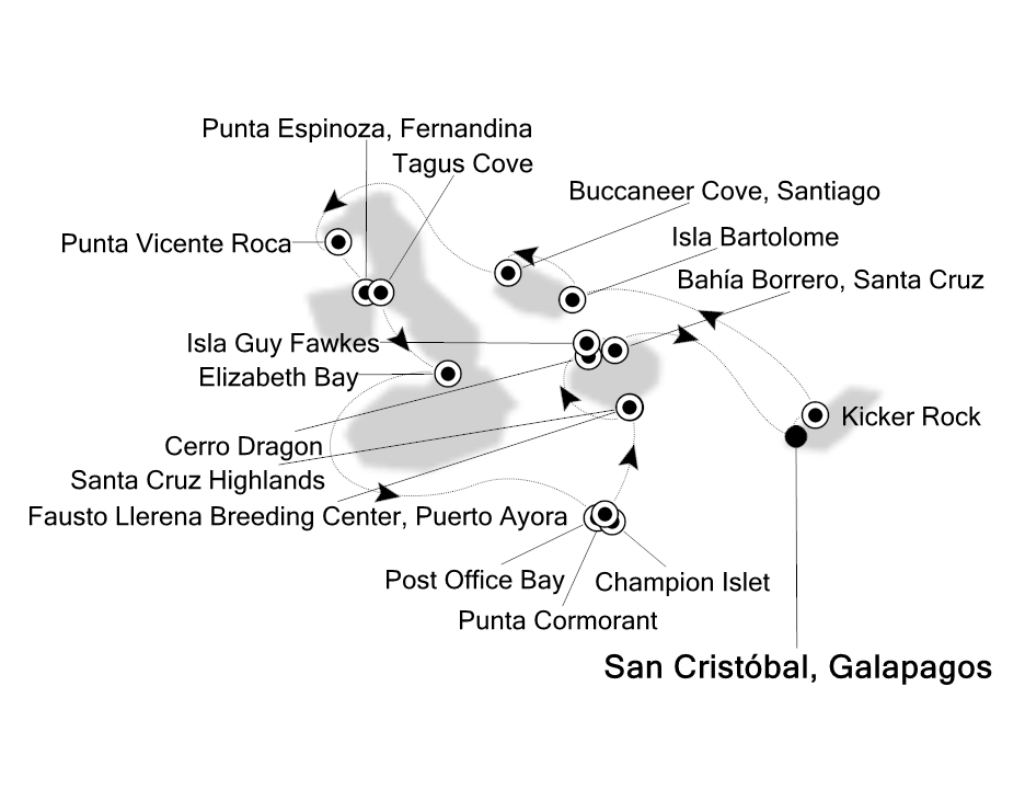 Galapagos Islands Cruise Itinerary Map